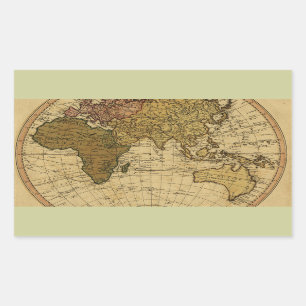 Antique William Faden 1786 Eastern Hemisphere Map Rectangular Sticker