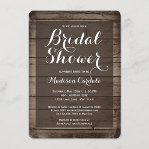 Antique Wood Rustic Bridal Shower Invitations