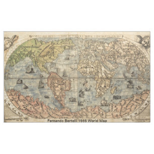 Antique World - 1565 Fernando Bertelli map Fabric