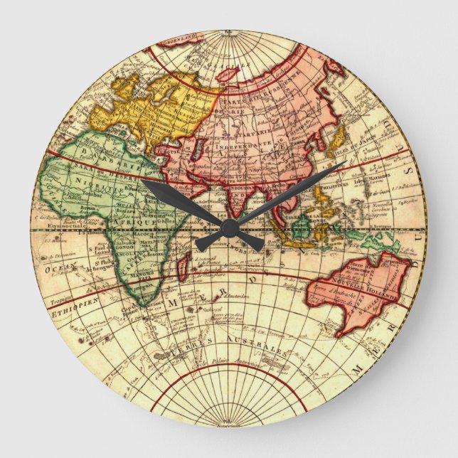 Antique World Globe Map Vintage Art Designer Style Large Clock (Front)
