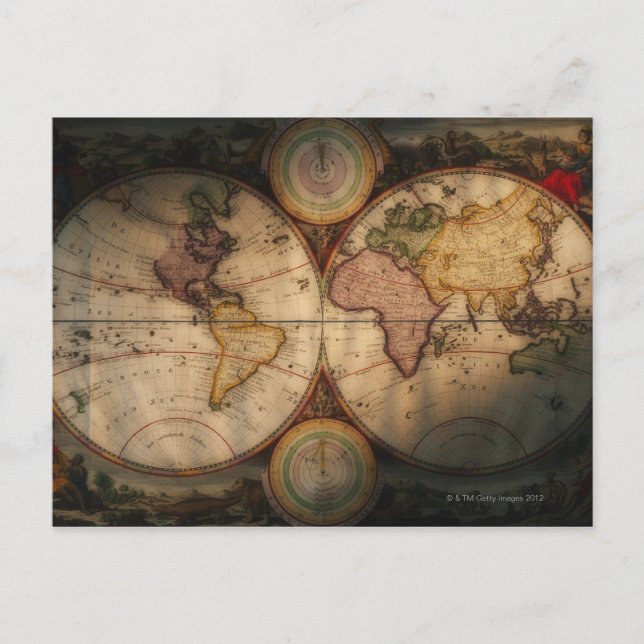 Antique world map 2 postcard (Front)