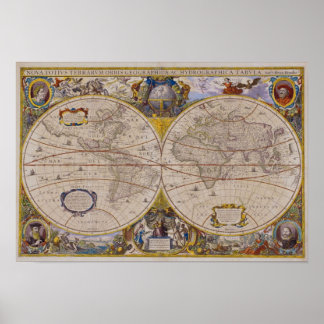 Antique World Map 2 Poster