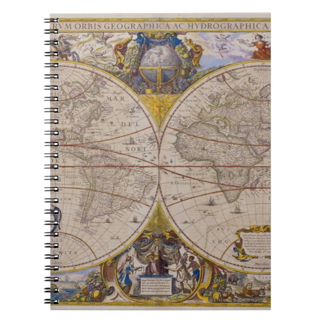 Antique World Map 2 Spiral Notebook (Front)