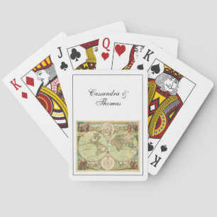 Antique World Map #4 Playing Cards