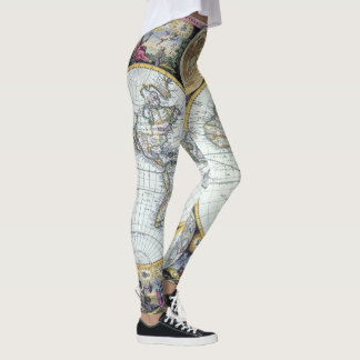 Antique World Map, Atlas Maritimus by John Seller Leggings