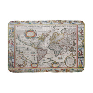 Antique World Map bath mat