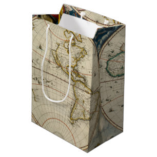 Antique World Map - Blaeu, Joan 1664 Medium Gift Bag