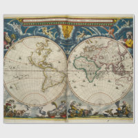 Antique World Map - Blaeu, Joan 1664