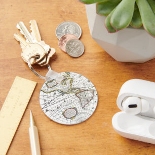 Antique World Map by Hendrik Hondius, 1630 Key Ring