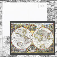 Antique World Map by Hendrik Hondius, 1630