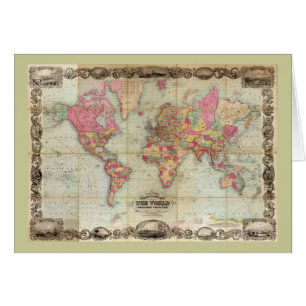 Antique World Map by John Colton, circa 1854