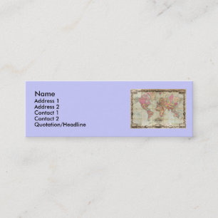 Antique World Map by John Colton, circa 1854 Mini Business Card