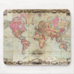 Antique World Map by John Colton, circa 1854 Mouse Pad