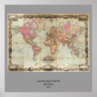Antique World Map by John Colton, circa 1854