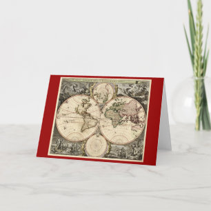 Antique World Map by Nicolao Visscher, circa 1690 Card