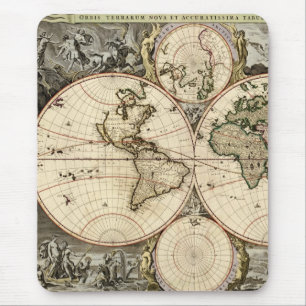 Antique World Map by Nicolao Visscher, circa 1690 Mouse Pad
