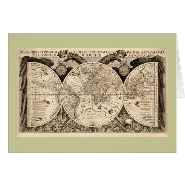 Antique World Map by Philipp Eckebrecht - 1630 (Front Horizontal)