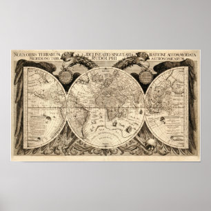 Antique World Map by Philipp Eckebrecht - 1630 Poster