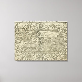 Antique World Map by Sebastian Münster circa 1560 Canvas Print
