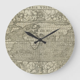 Antique World Map by Sebastian Münster circa 1560 Large Clock