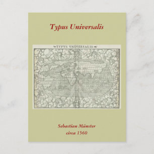 Antique World Map by Sebastian Münster circa 1560 Postcard