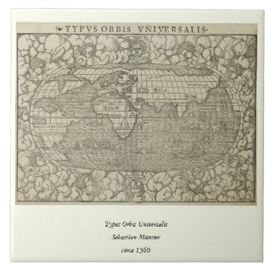 Antique World Map by Sebastian Münster circa 1560 Tile