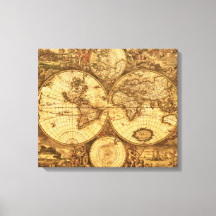 Antique World Map Canvas Print