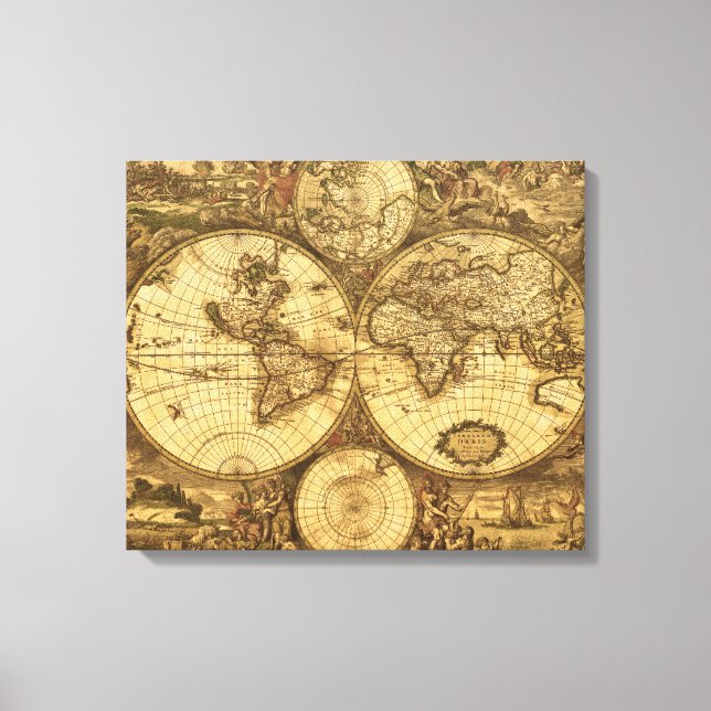 Antique World Map Canvas Print (Front)
