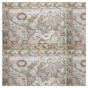 Antique World Map custom fabric