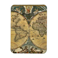 Antique World Map Distressed #2
