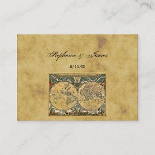 Antique World Map Distressed #2A Escort Cards