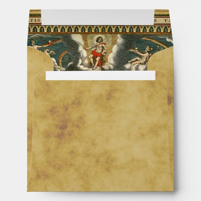 Antique World Map Distressed BG SQ #2 Envelopes (Back (Bottom))