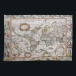 Antique World Map hand towels<br><div class="desc">Antique map of the world by Pieter Van Den Keere,  circa 1628. See my store for more items with this print.</div>