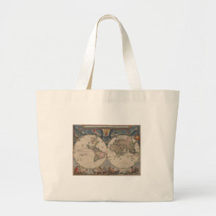 Antique World Map: Historical Cartography Art Large Tote Bag