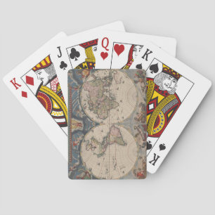Antique World Map: Historical Cartography Art Playing Cards