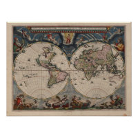 Antique World Map: Historical Cartography Art