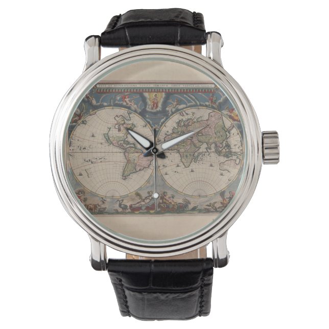 Antique World Map: Historical Cartography Art Watch (Front)