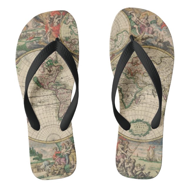 Antique World Map Jandals (Footbed)