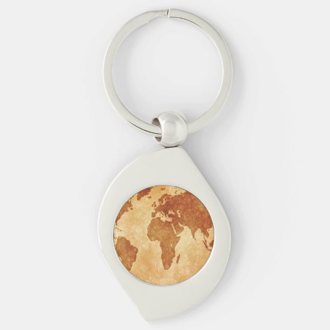 Antique World Map Key Ring (Front)