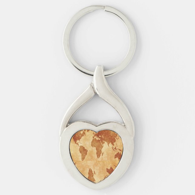 Antique World Map Key Ring (Front)