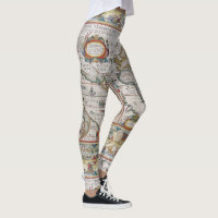 Antique World Map leggings