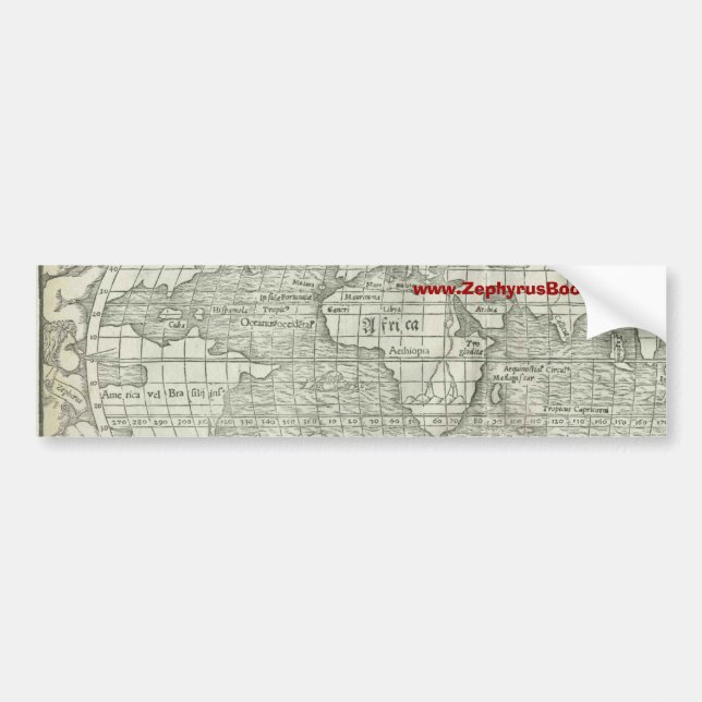 Antique World Map - Mid 1500's - Sebastian Münster Bumper Sticker (Front)