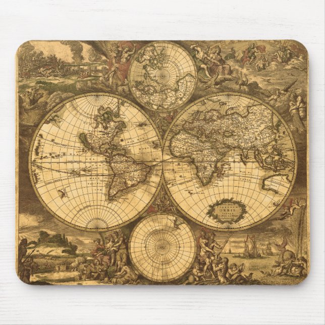 Antique World Map Mouse Pad (Front)