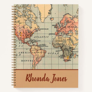 Antique World Map Notebook