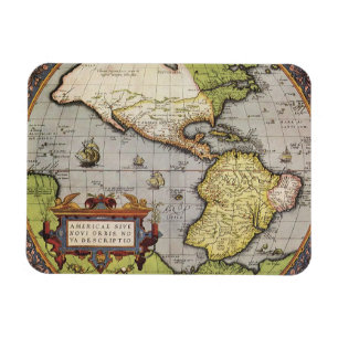 Antique World Map of the Americas, 1570 Magnet