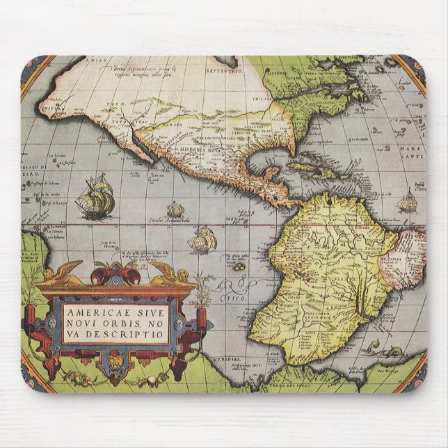 Antique World Map of the Americas, 1570 Mouse Pad (Front)
