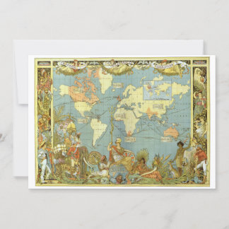 Antique World Map of the British Empire, 1886