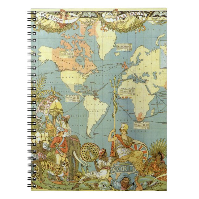 Antique World Map of the British Empire, 1886 Notebook (Front)