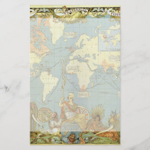 Antique World Map of the British Empire, 1886 Stationery