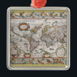 Antique World Map ornament<br><div class="desc">Antique map of the world by Pieter Van Den Keere,  circa 1628. See my store for more items with this print.</div>